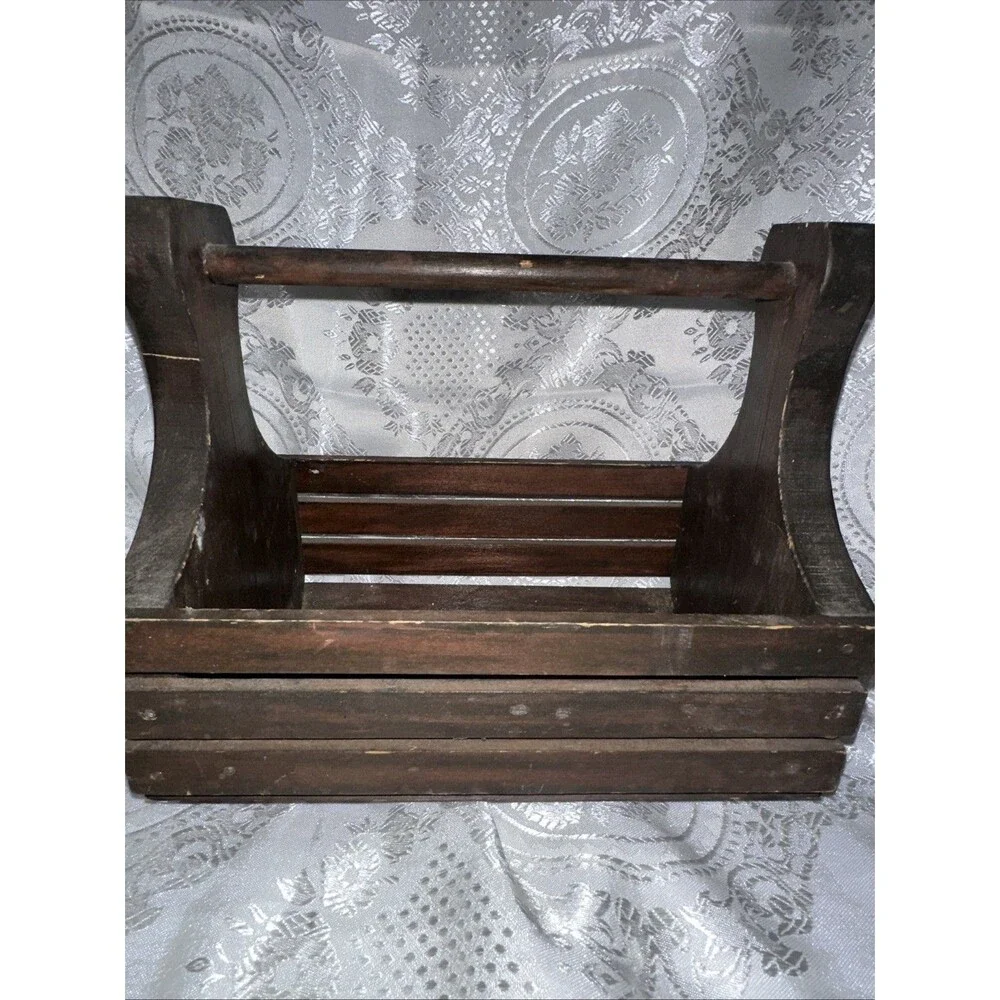 Brown Wooden Box Container with Handle For Multi Purpose